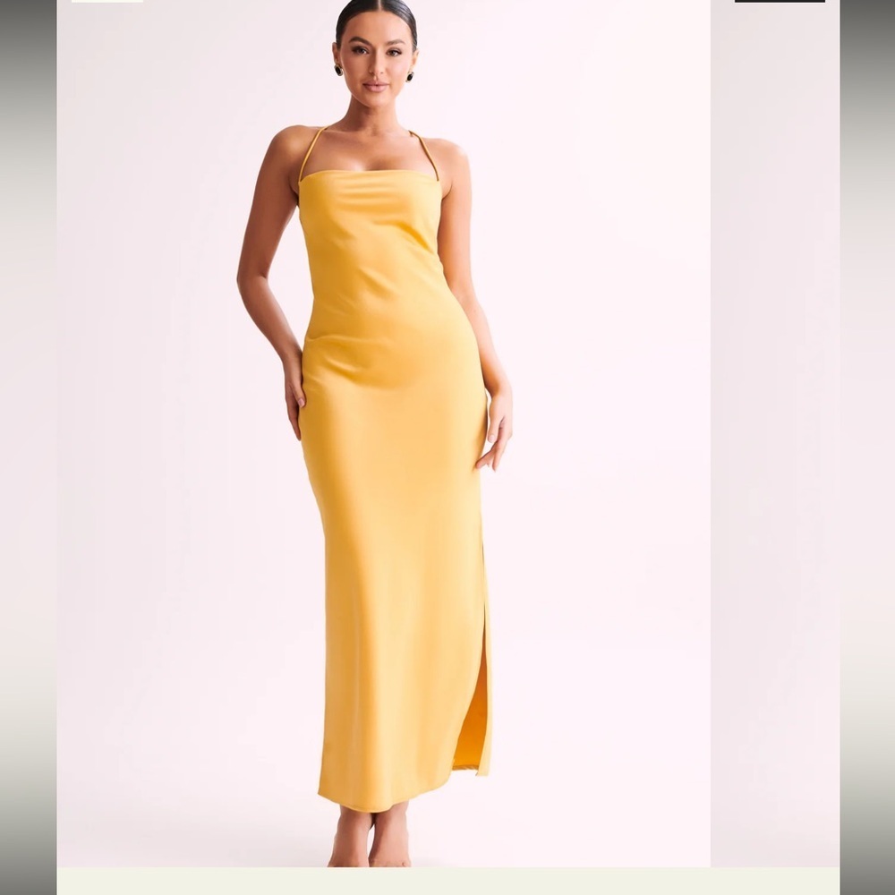 Meshki Sydney Straight Neck Slip Maxi Dress - Yellow